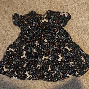 Hanna Andersson Black and Multicolor Unicorn Dress